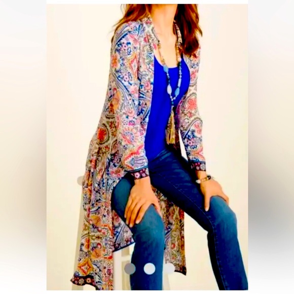 Chico’s Long Paisley Tunic Size S 8/10 - Picture 3 of 10